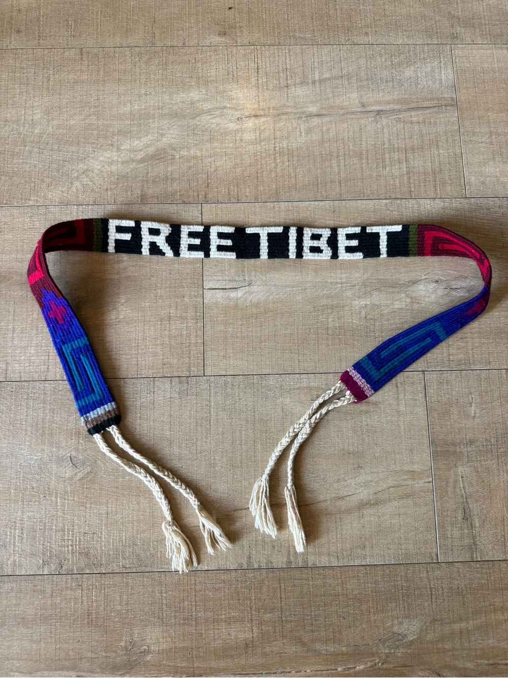 Vintage Handwoven Free Tibet Belt Colorful Folk Art Braided Tassels One Size